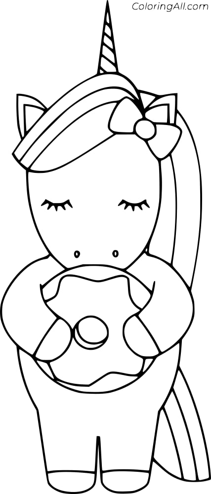 Unicorn Donut Coloring Page