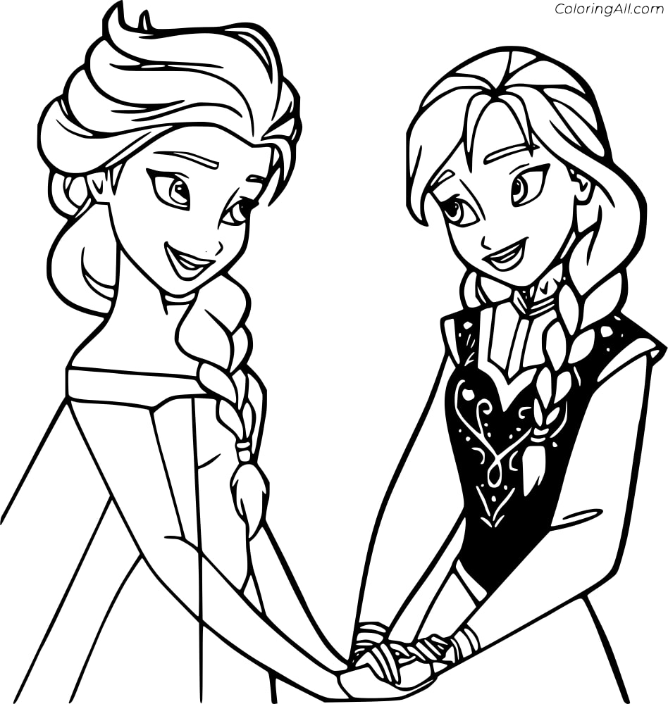 Elsa and Anna Hand in Hand