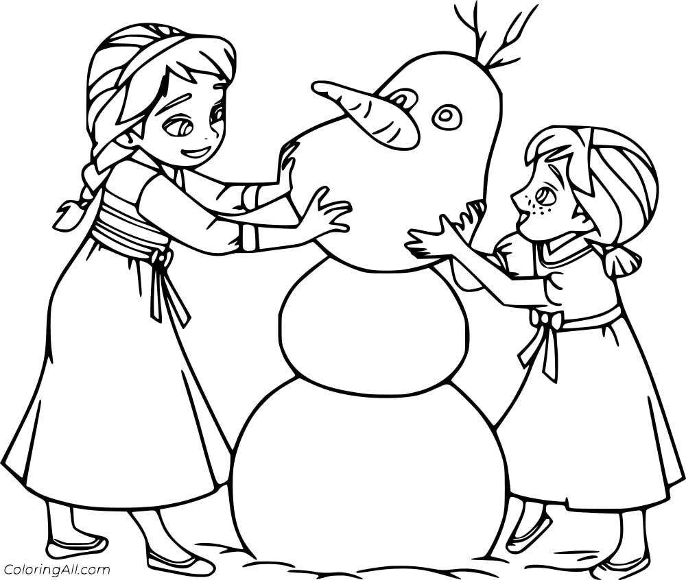 Young Elsa and Anna Snowman