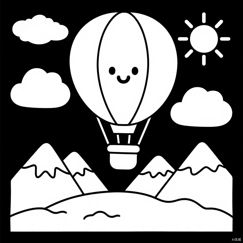 Hot Air Balloon Over Mountains