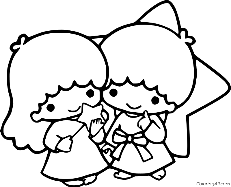 Little Twin Stars Coloring Page 2